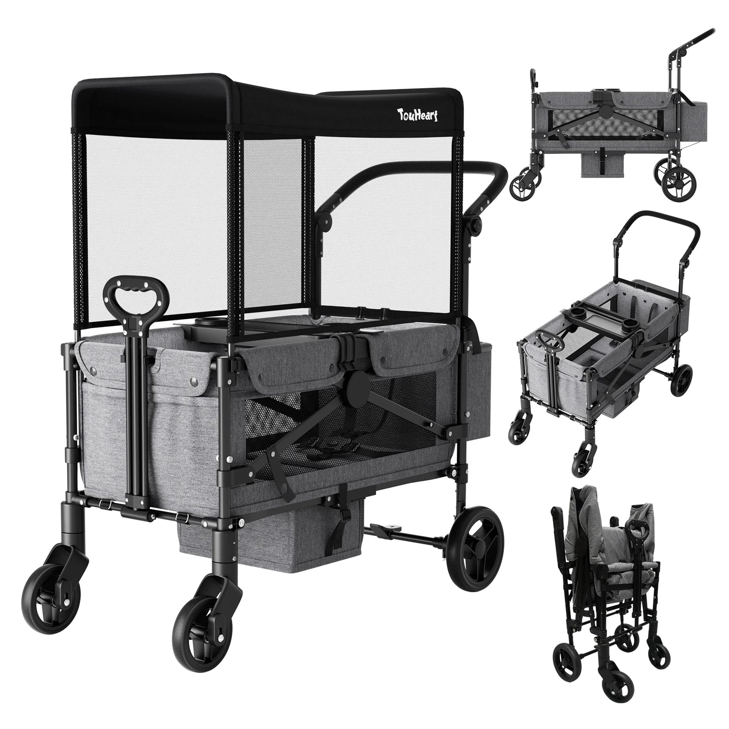 TouHeart Two Seat Wagon Stroller All Terrain Foldable For Kids