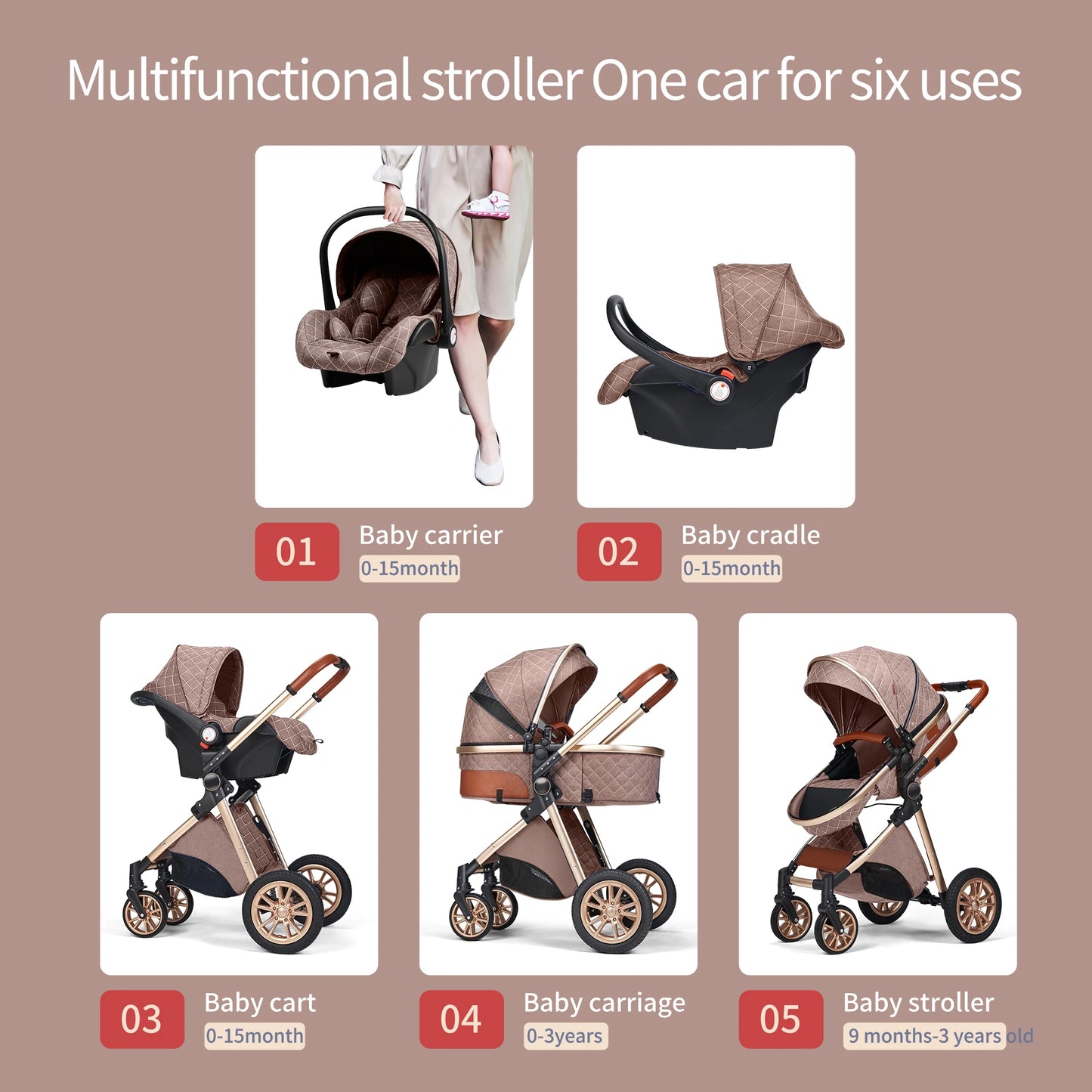 Premium 3 In 1 Baby Stroller And Pram For Newborns