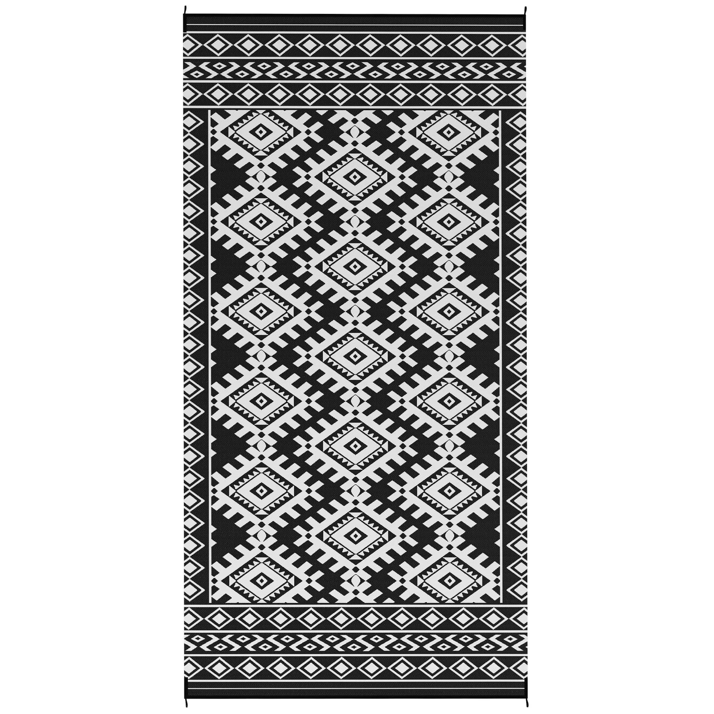 Outdoor Geometric Rug With Rhombus Border Made Of Polypropylene