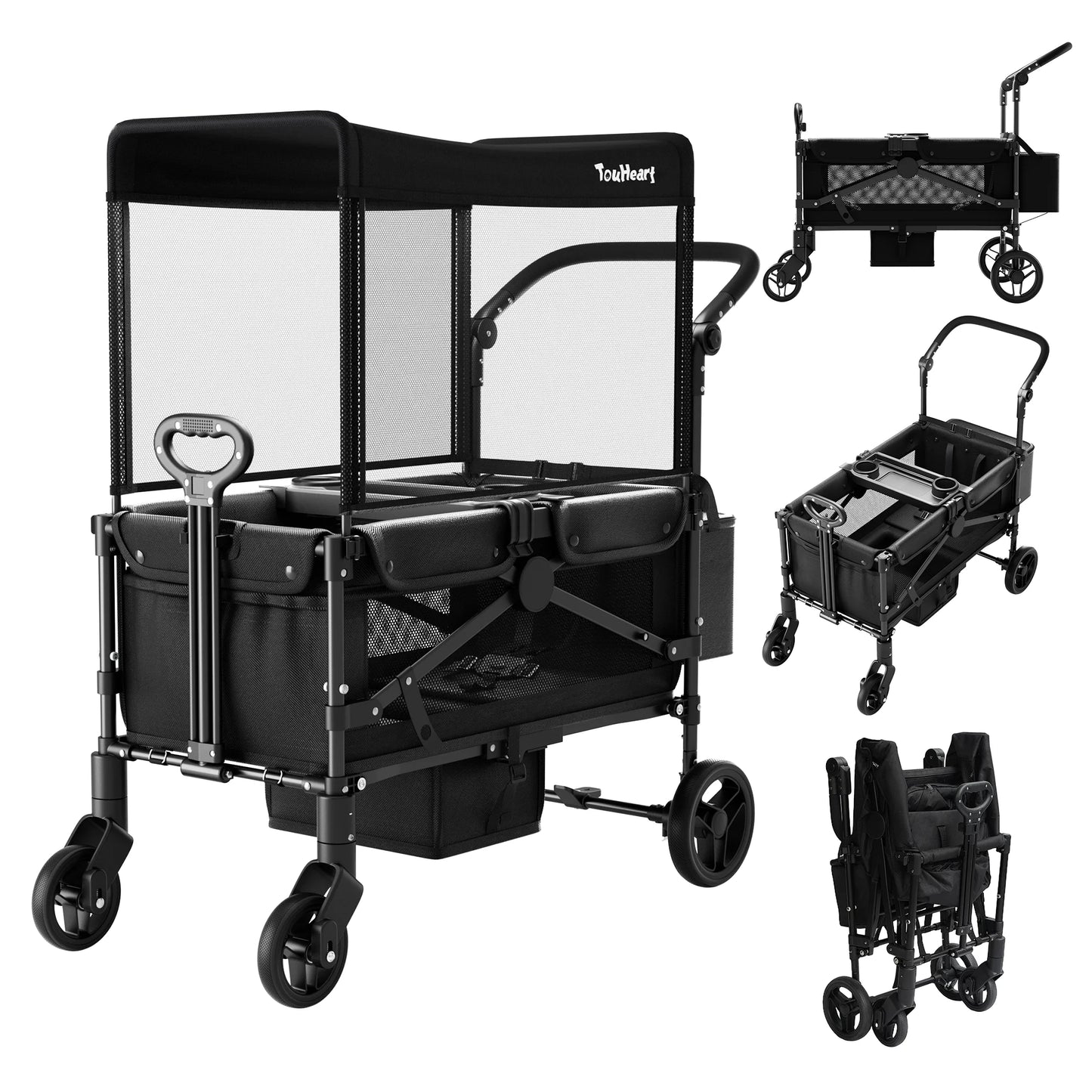 TouHeart Two Seat Wagon Stroller All Terrain Foldable For Kids