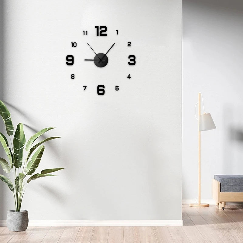 Creative Frameless DIY Wall Clock Decal Silent Living Room Decor
