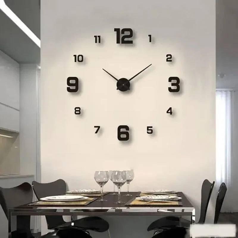 Creative Frameless DIY Wall Clock Decal Silent Living Room Decor