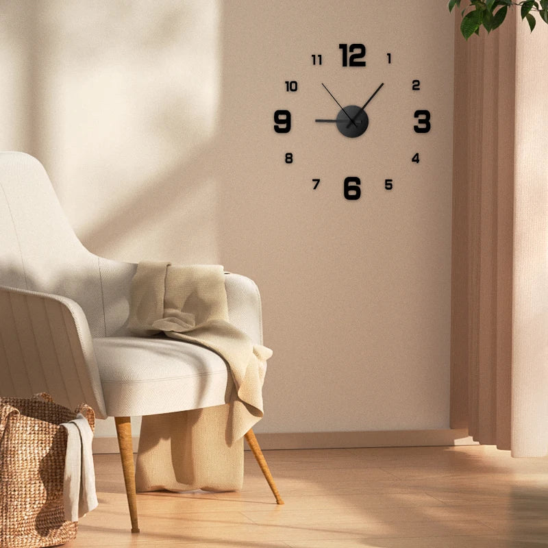 Creative Frameless DIY Wall Clock Decal Silent Living Room Decor