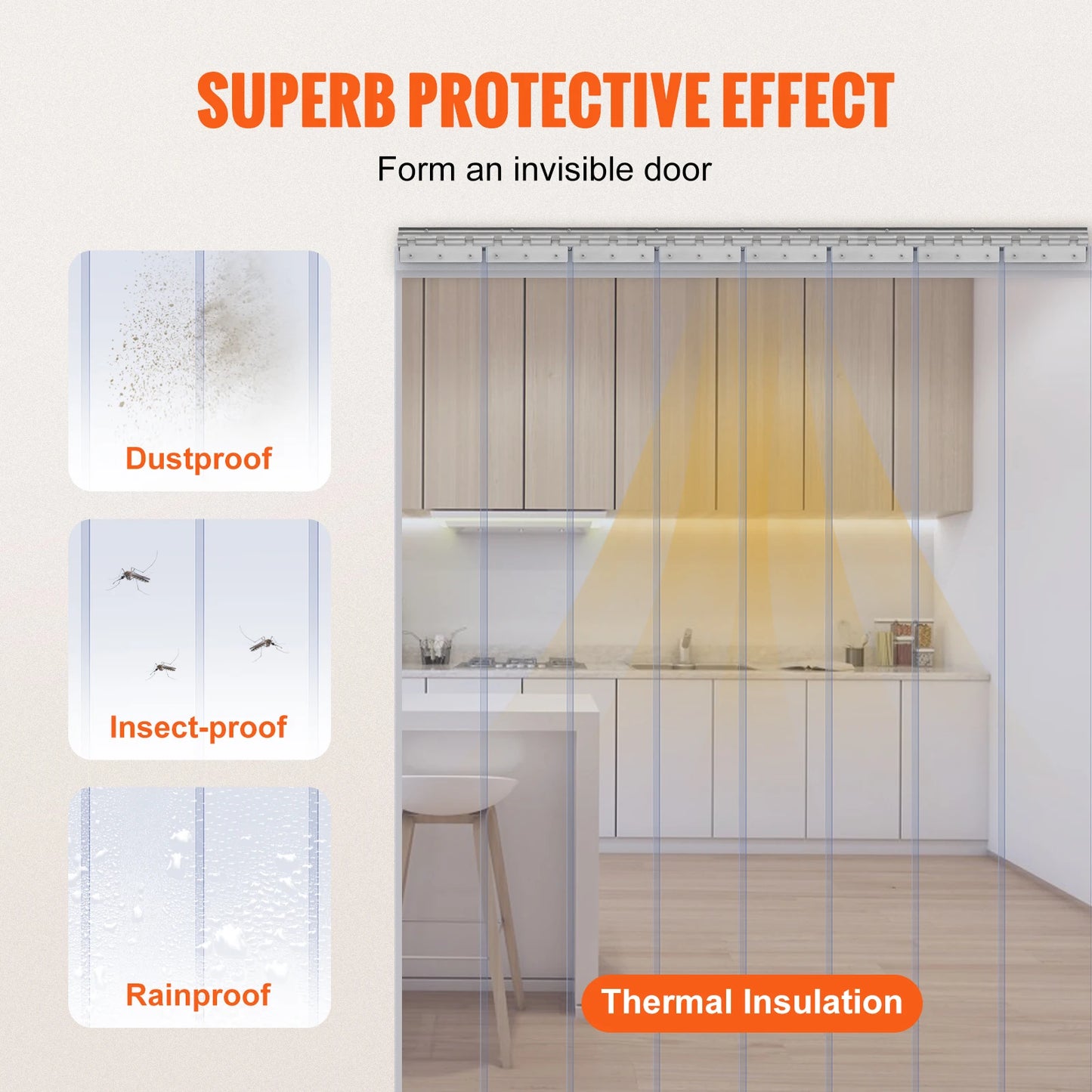 SucceBuy Clear Vision PVC Strip Door Curtain For Walk In
